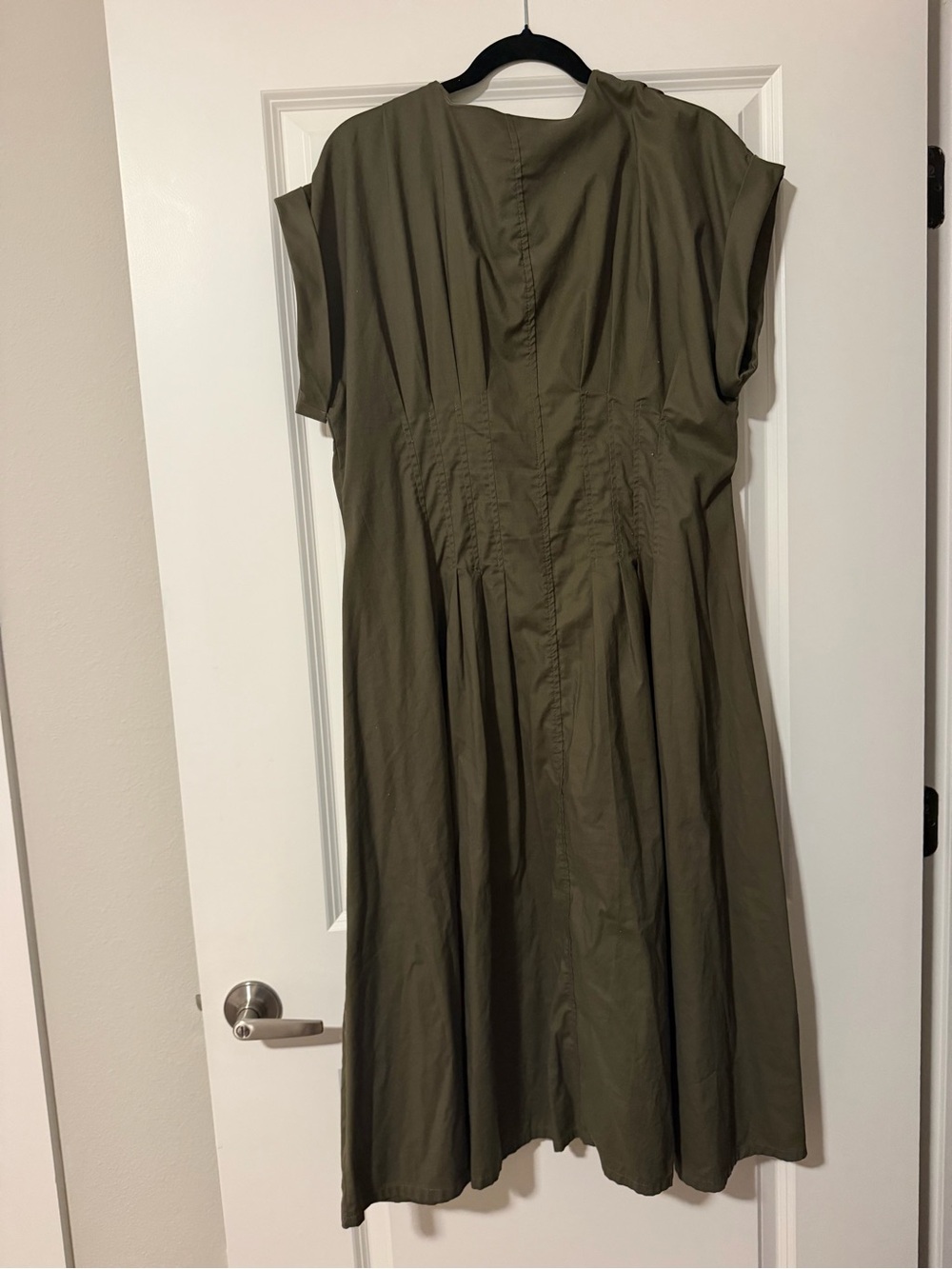 Olive Button-Front Utility Dress - Picture 2 of 2
